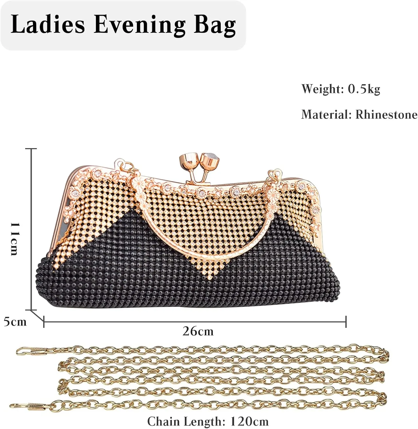 Women's Evening Clutch Bag Rhinestones Purse Ladies Crystal Handbag