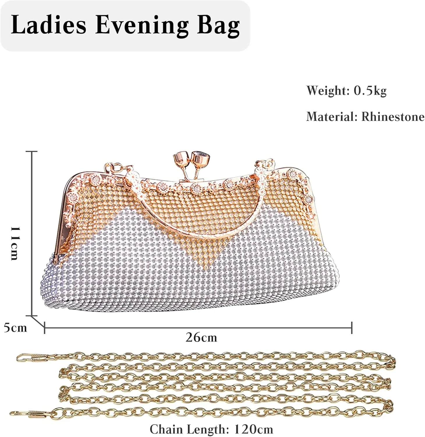 Women's Evening Clutch Bag Rhinestones Purse Ladies Crystal Handbag