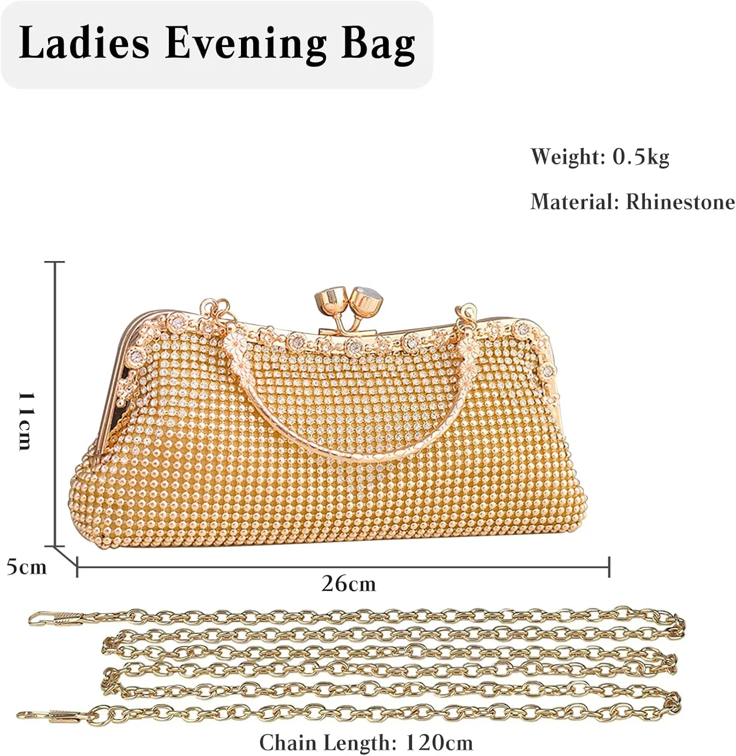 Women's Evening Clutch Bag Rhinestones Purse Ladies Crystal Handbag