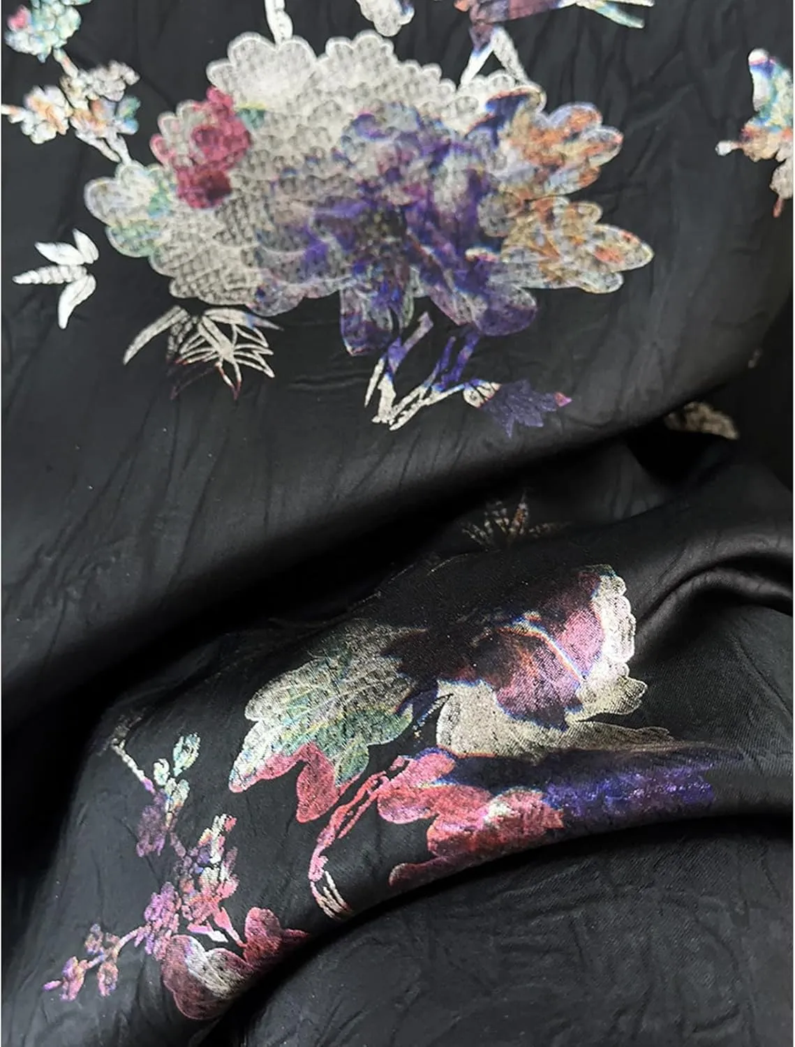 Womens Floral Satin Silk High Waisted Midi Length Skirts Summer Zipper Trendy Side Split Skirts