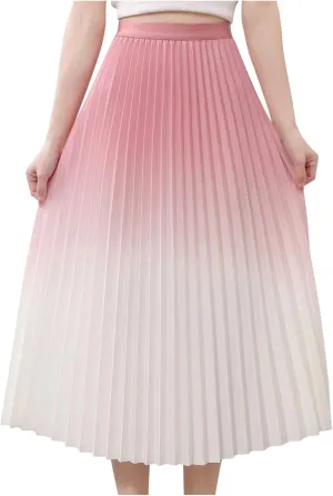 Women's Gradient A Line Skirts Ruched Trending Y2k Skirt Slim-Fit High Waisted Comfort Cozy Skirt Preppy Skirt