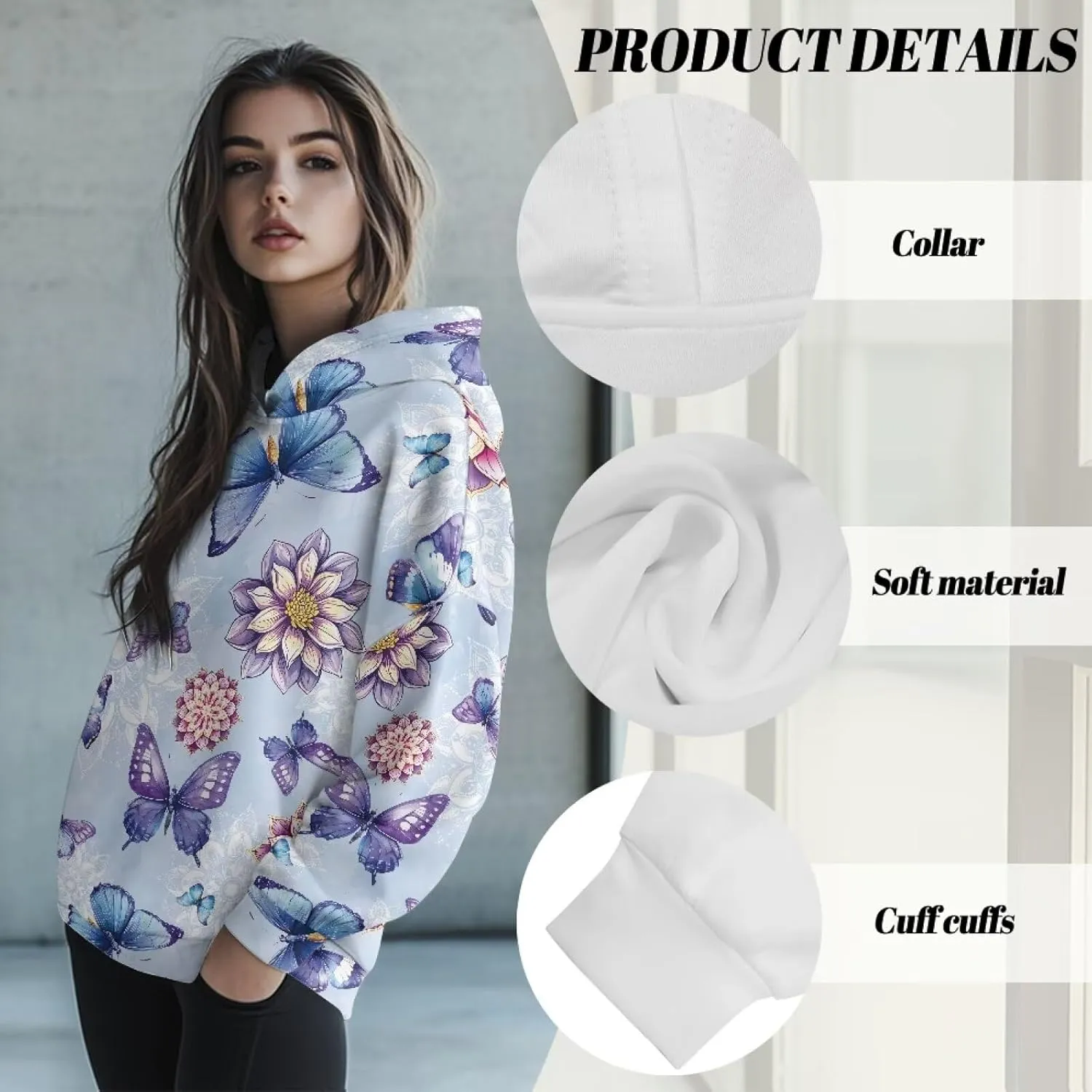 Women's Hooded Sweatshirts Cozy Lightweight Long Sleeve Hoodies Casual Sports Gym Pullover Tops Size S-2XL