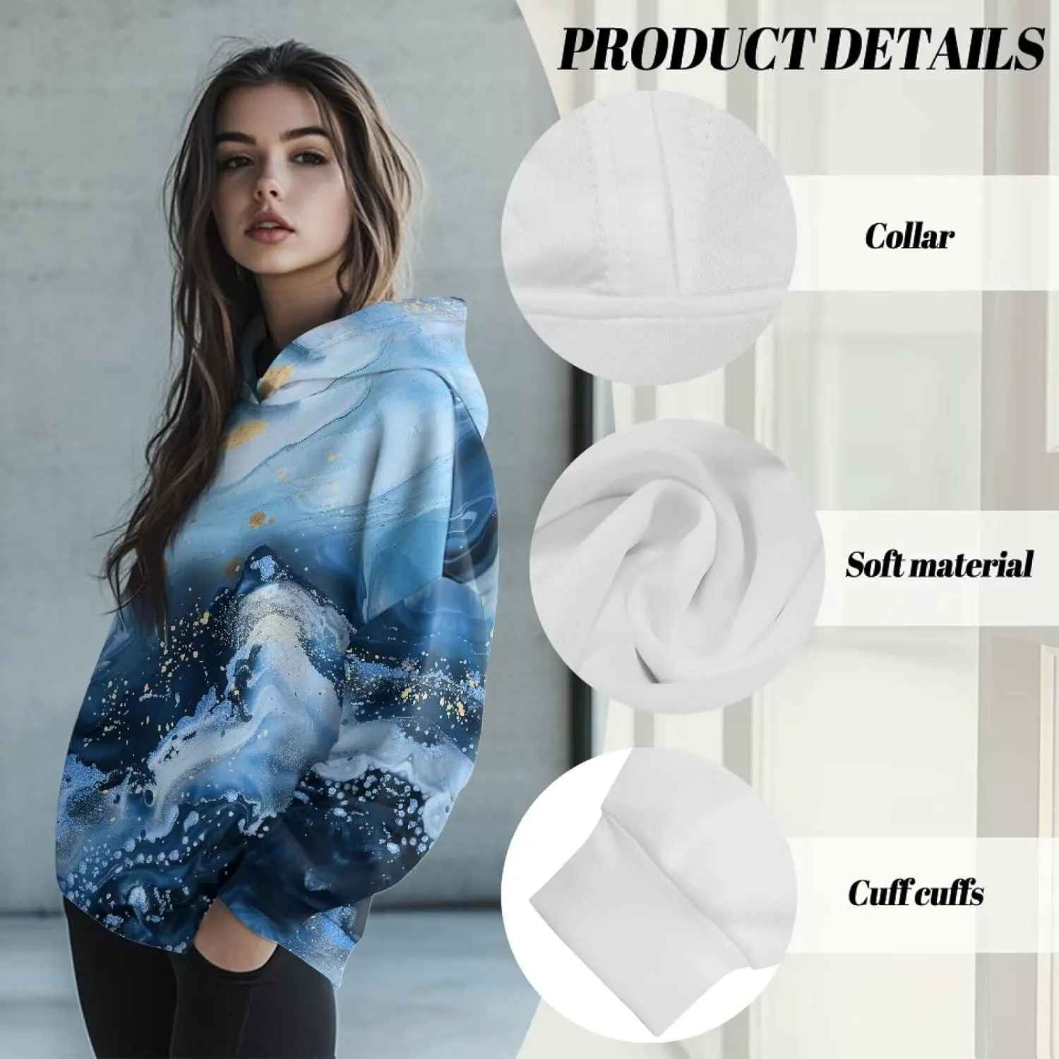Women's Hooded Sweatshirts Cozy Lightweight Long Sleeve Hoodies Casual Sports Gym Pullover Tops Size S-2XL