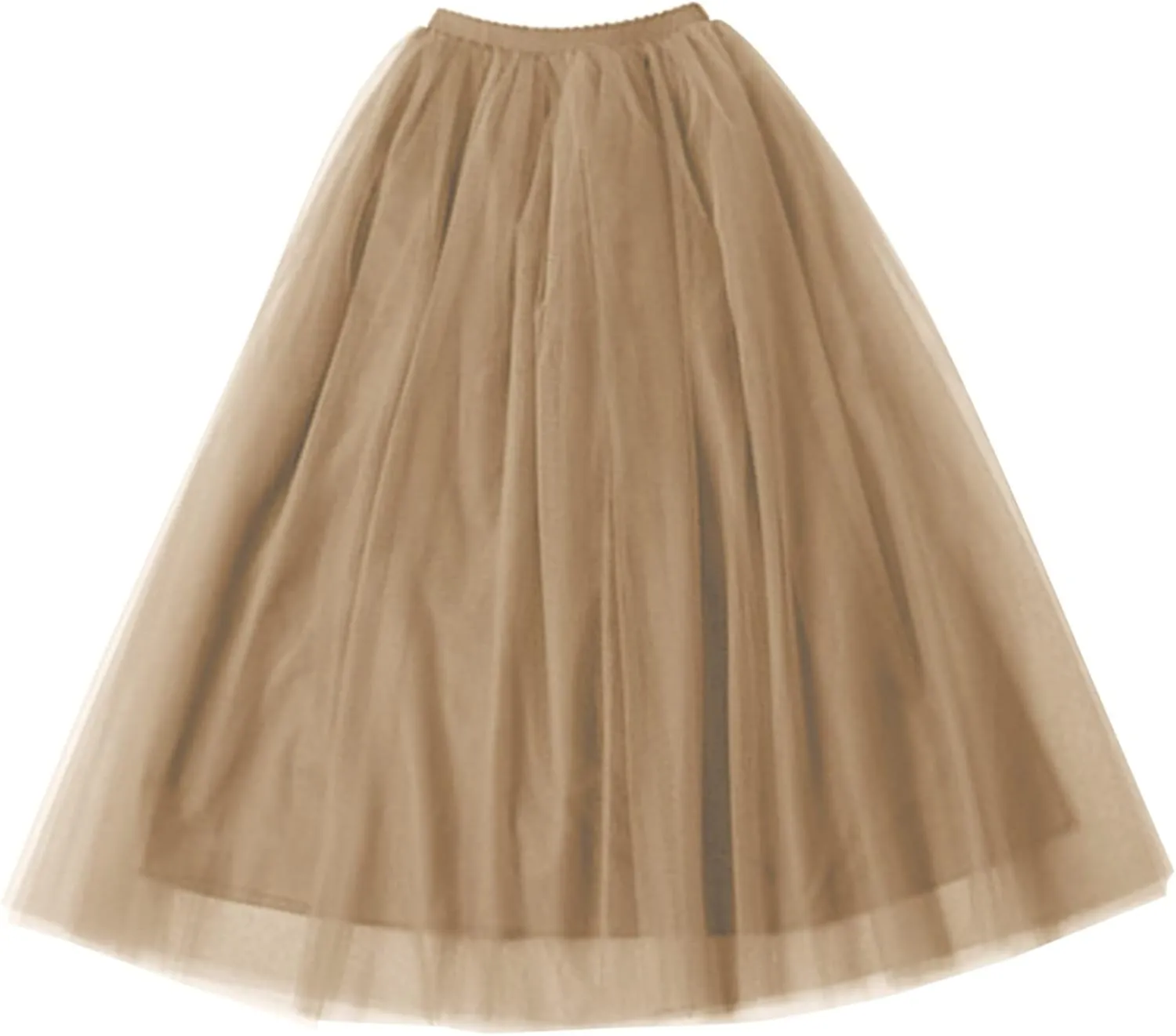Womens Long Tutu Skirts Pleated Princess Midi Skirts Adult Tutu Dancing Party Evening Tulle Ankle Skirt for