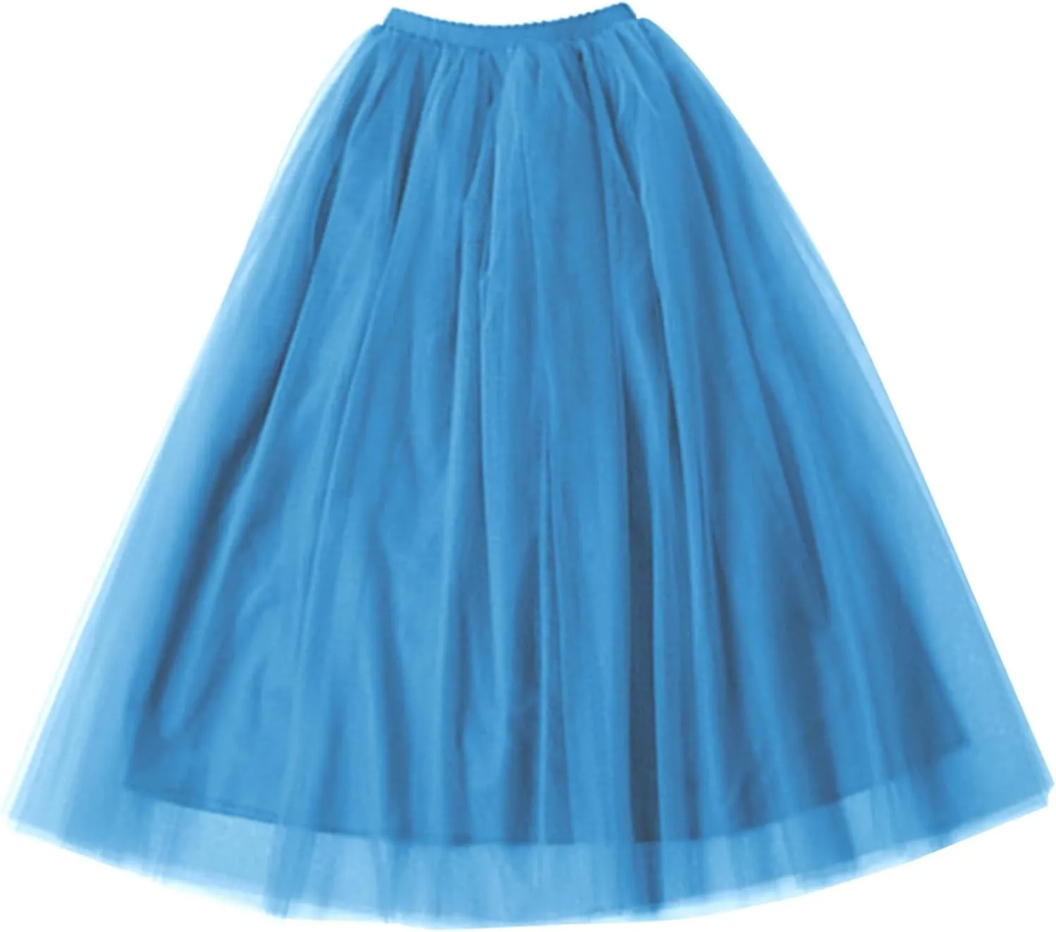 Womens Long Tutu Skirts Pleated Princess Midi Skirts Adult Tutu Dancing Party Evening Tulle Ankle Skirt for