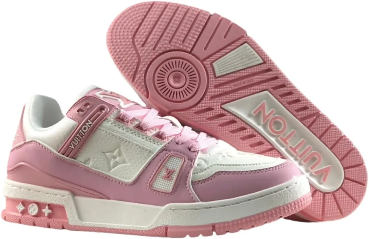 Women's Men's Trainer Sneakers in Neutral Colorblock Leather Fashion Indoor Outdoor Leather Sneakers Breathable Non-Slip Running Shoes