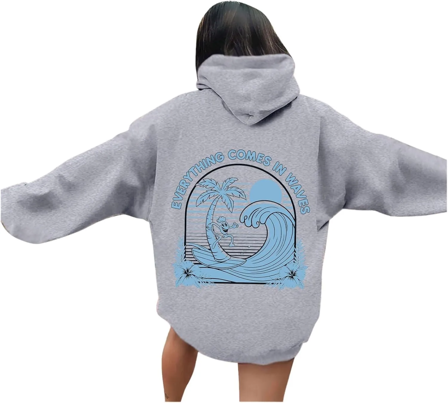 Womens Pink Pom Puff Hoodies Cute Preppy Long Sleeve Sweatshirt Teen Girls Oversized Y2K Drawstring Casual Pullover