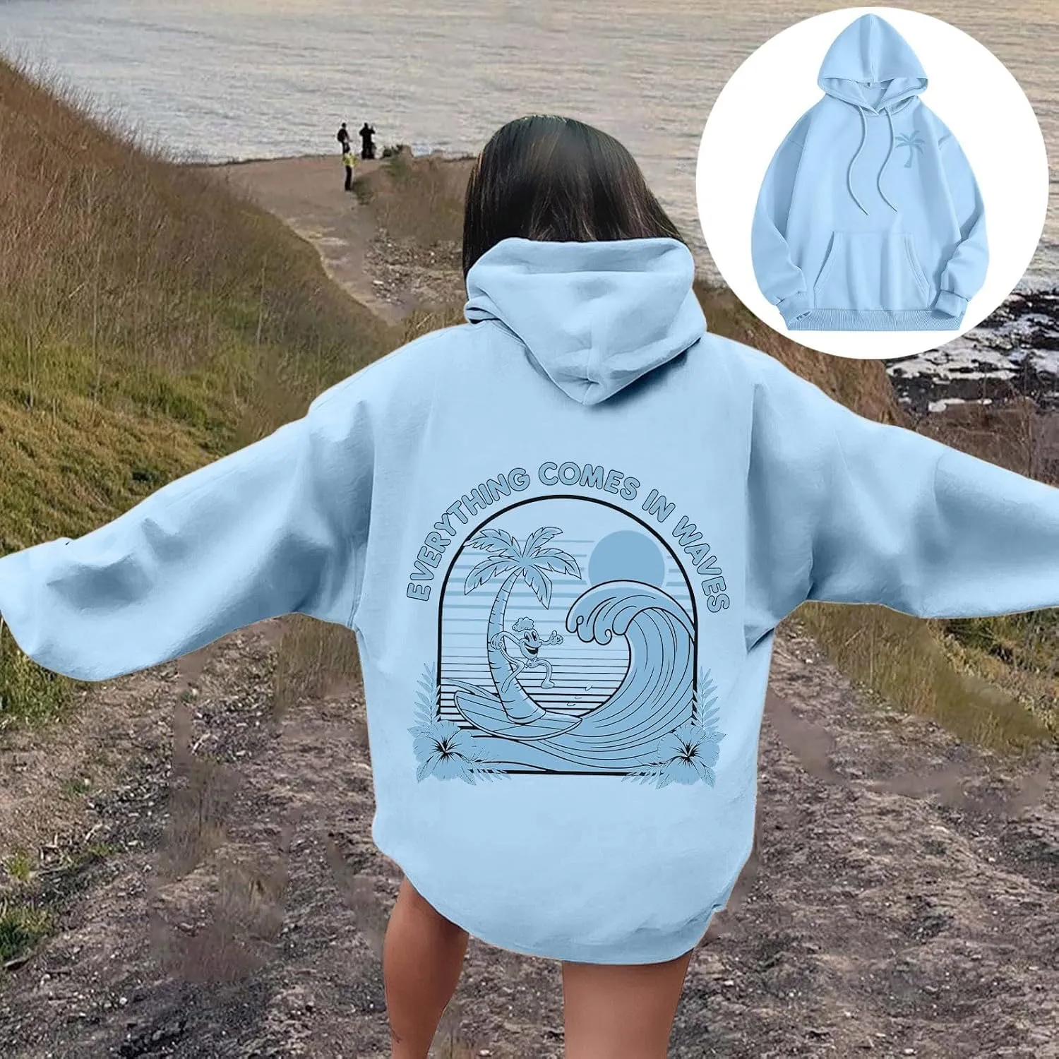 Womens Pink Pom Puff Hoodies Cute Preppy Long Sleeve Sweatshirt Teen Girls Oversized Y2K Drawstring Casual Pullover