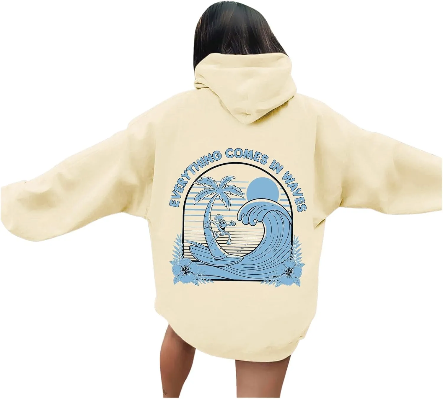 Womens Pink Pom Puff Hoodies Cute Preppy Long Sleeve Sweatshirt Teen Girls Oversized Y2K Drawstring Casual Pullover