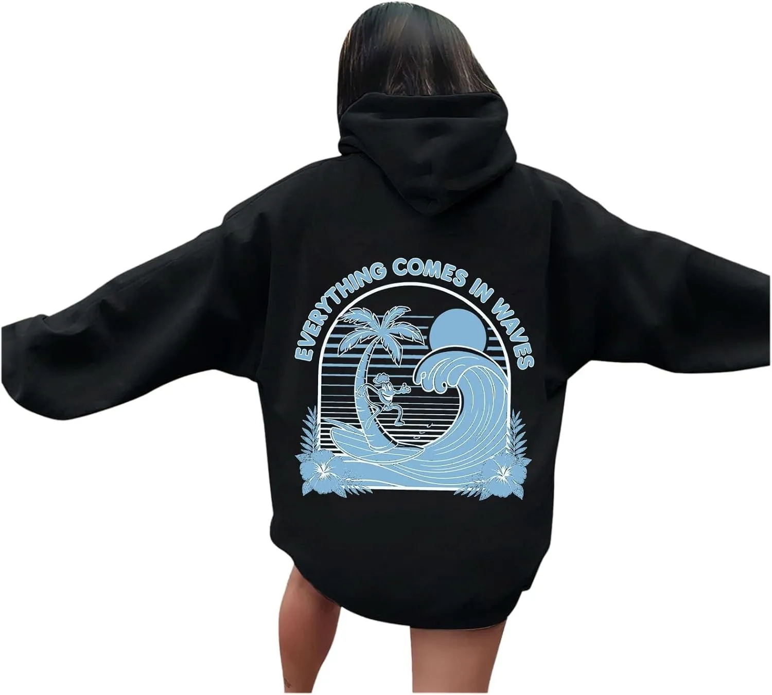 Womens Pink Pom Puff Hoodies Cute Preppy Long Sleeve Sweatshirt Teen Girls Oversized Y2K Drawstring Casual Pullover