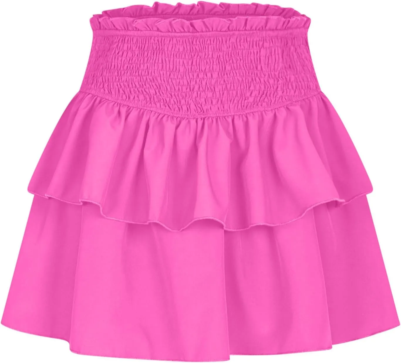 Women's Pleated Skirts High Waisted Layered Ruffle Curvy Hem Tiered Skirt Solid Color Sports Running Skirts