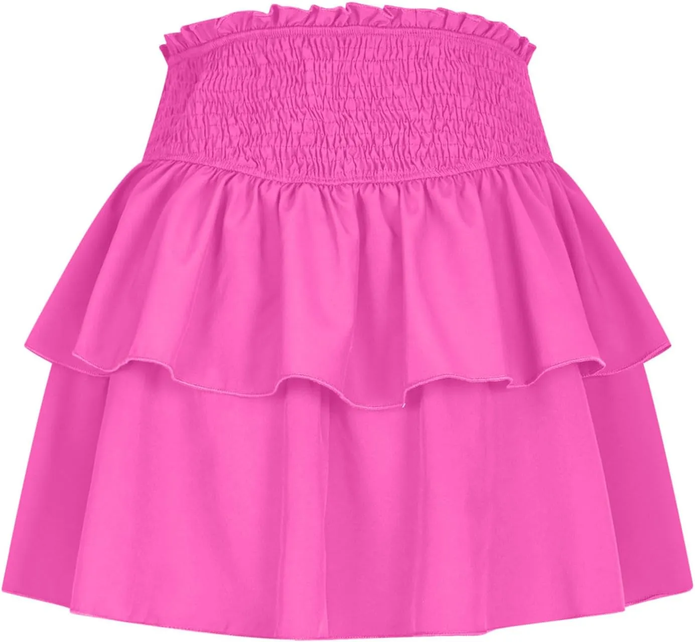 Women's Pleated Skirts High Waisted Layered Ruffle Curvy Hem Tiered Skirt Solid Color Sports Running Skirts