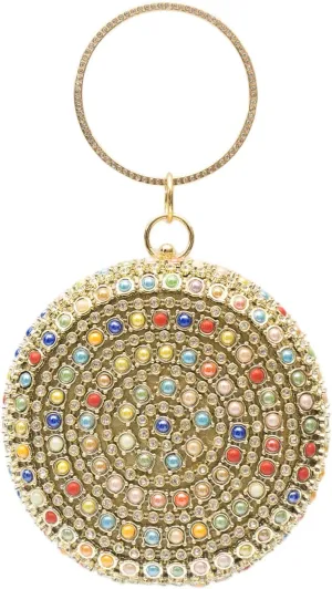 Women's Round Ball Clutch Bag Beaded Rhinestone Evening Bag Bridal Wedding Purse Bling Crystal Shoulder Bag