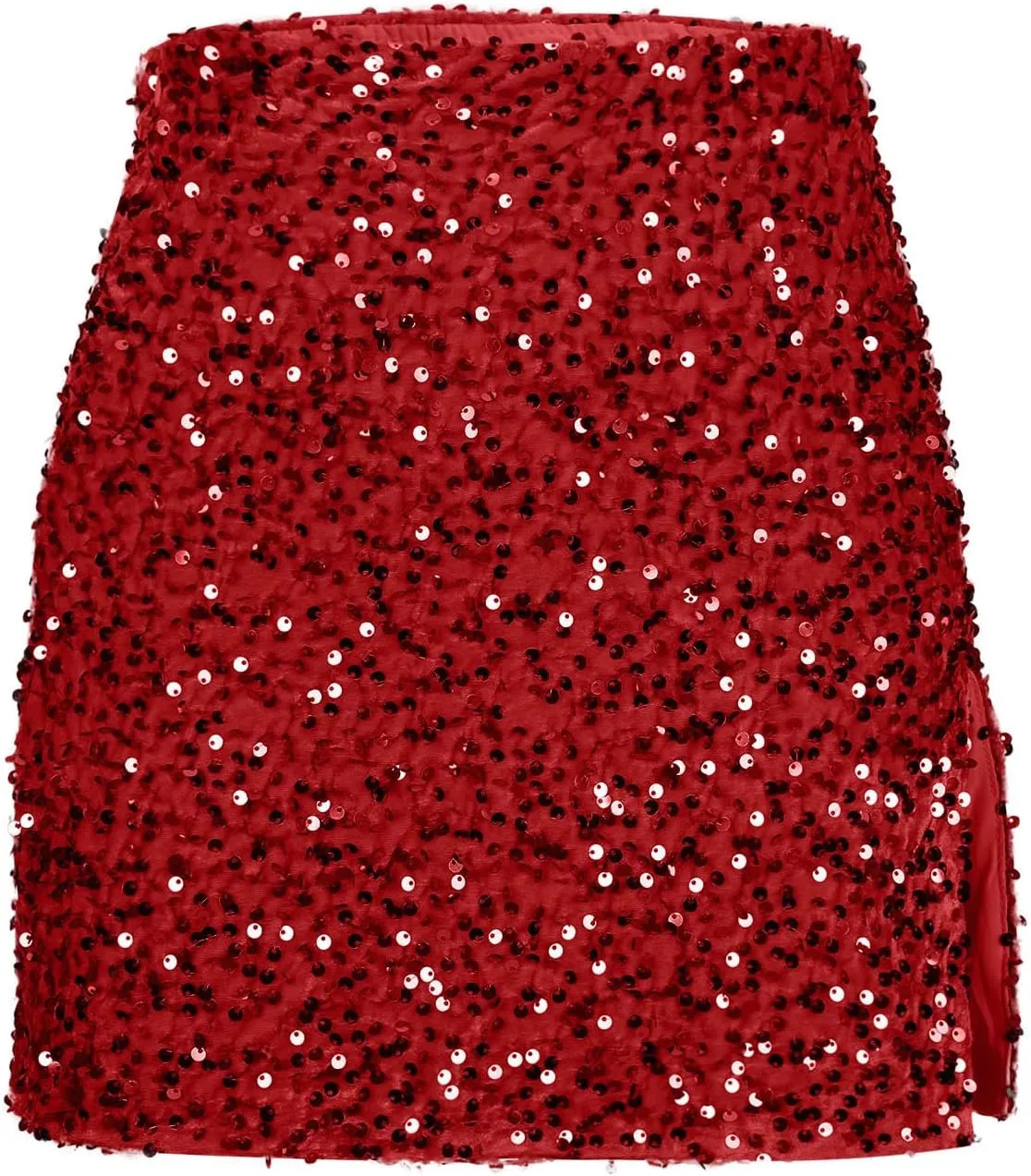 Women's Sequin Skirt High Waisted Stretchy Slit Bodycon Pencil Mini Sparkly Skirts Night Out Party Cocktail Outfits