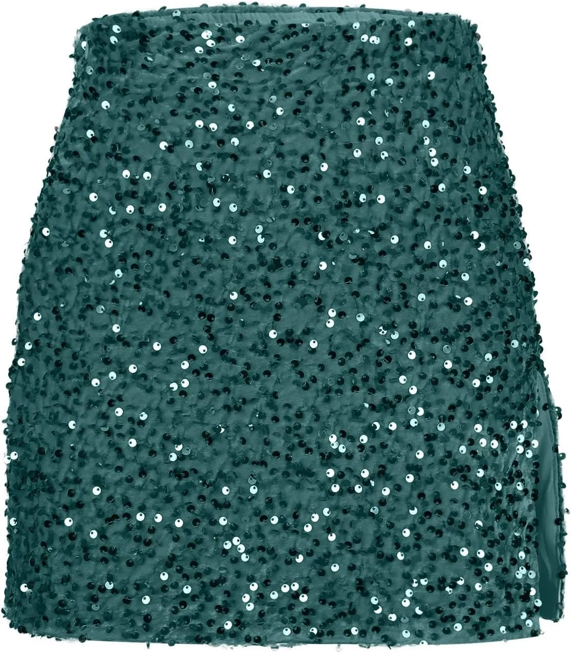 Women's Sequin Skirt High Waisted Stretchy Slit Bodycon Pencil Mini Sparkly Skirts Night Out Party Cocktail Outfits