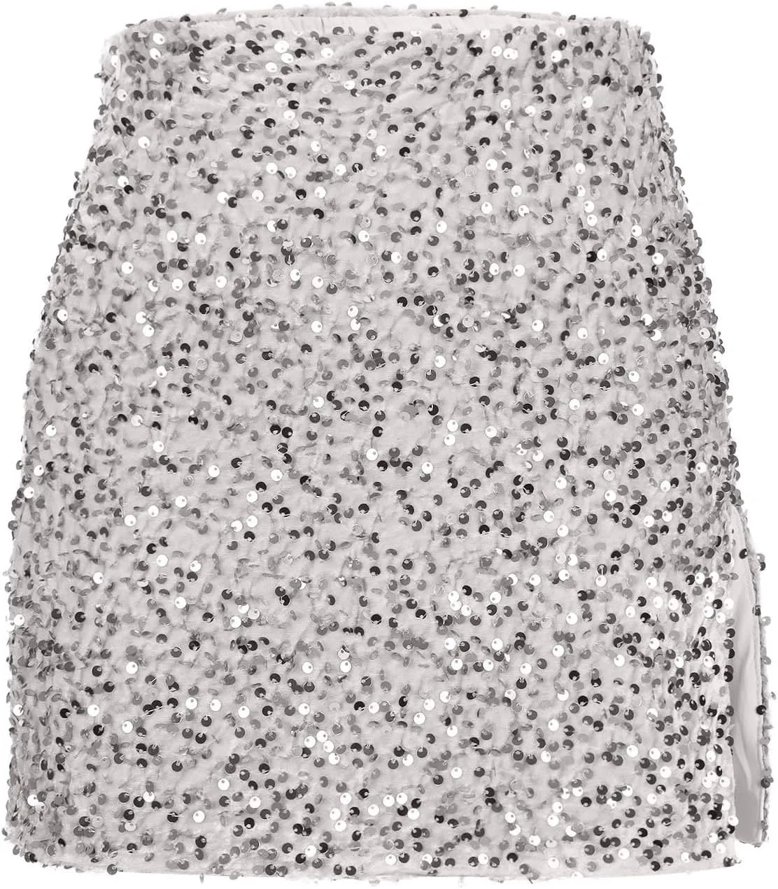 Women's Sequin Skirt High Waisted Stretchy Slit Bodycon Pencil Mini Sparkly Skirts Night Out Party Cocktail Outfits