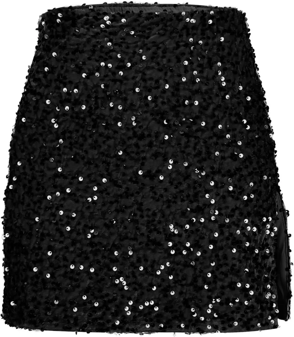 Women's Sequin Skirt High Waisted Stretchy Slit Bodycon Pencil Mini Sparkly Skirts Night Out Party Cocktail Outfits