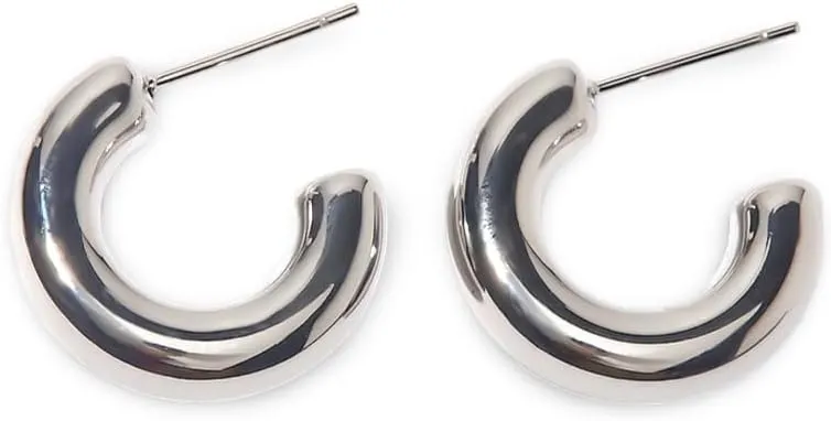 Women's Stainless Steel Minimalist C-Shape Open Hoop Stud Earrings