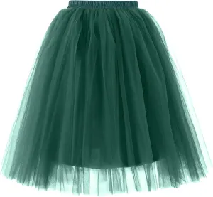 Women's Summer Casual Loose Trendy Elastic High Waist Solid Color Fluffy Mesh Party Flowy A-Line Latin Skirts 2025, M-XL