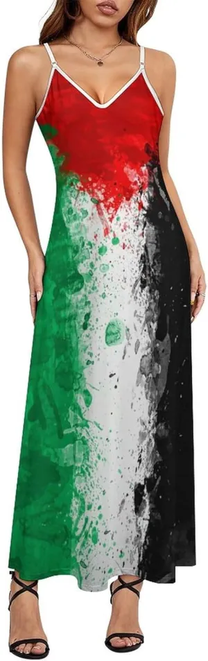 Women's Suspender Long Skirt Palestine Flag Comfortable Simple Home Shopping 2025