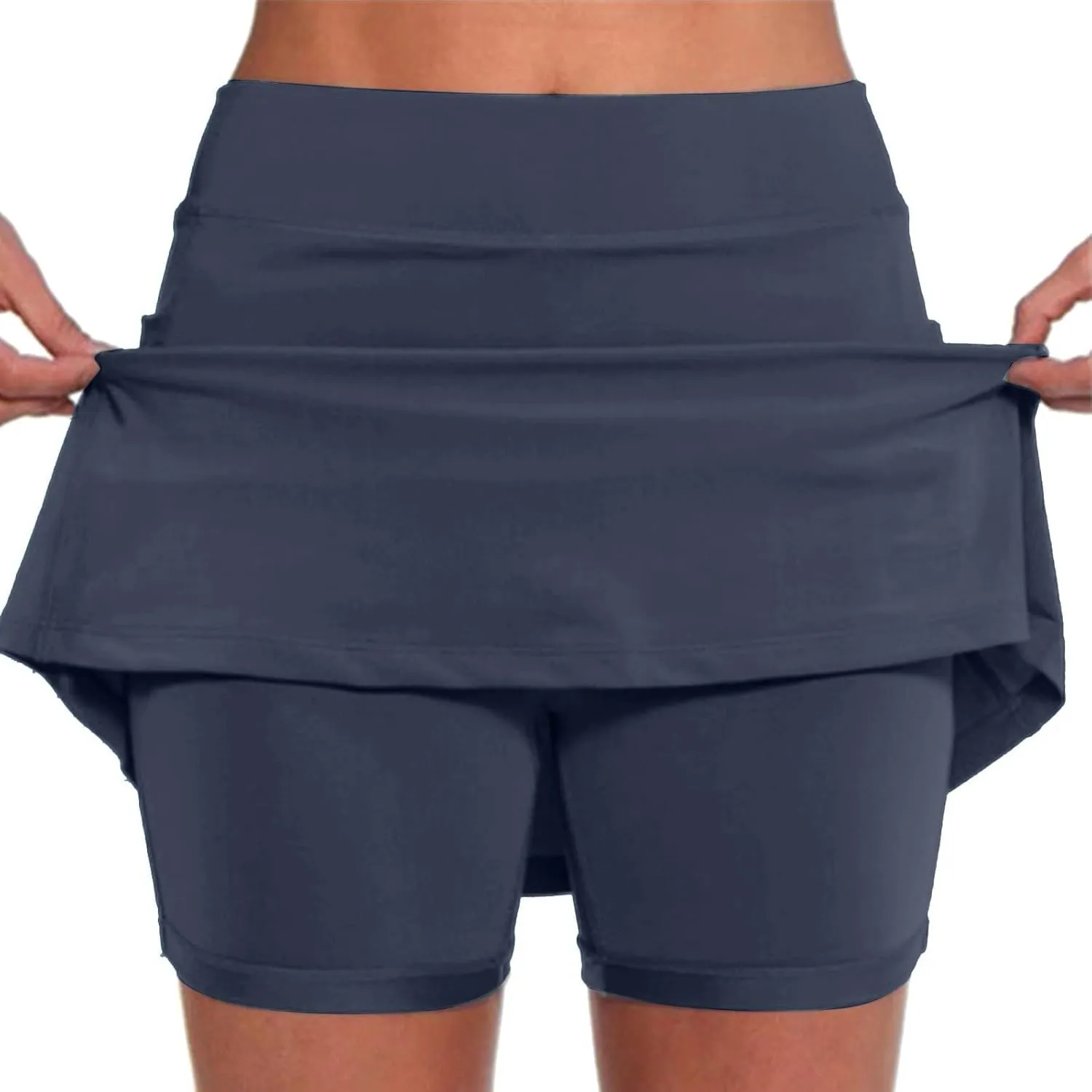 Women's Tennis Skirts Fashion Stretchy High Waist Golf Inner Shorts Sports Plus Size Solid Running Workout Athletic Skorts