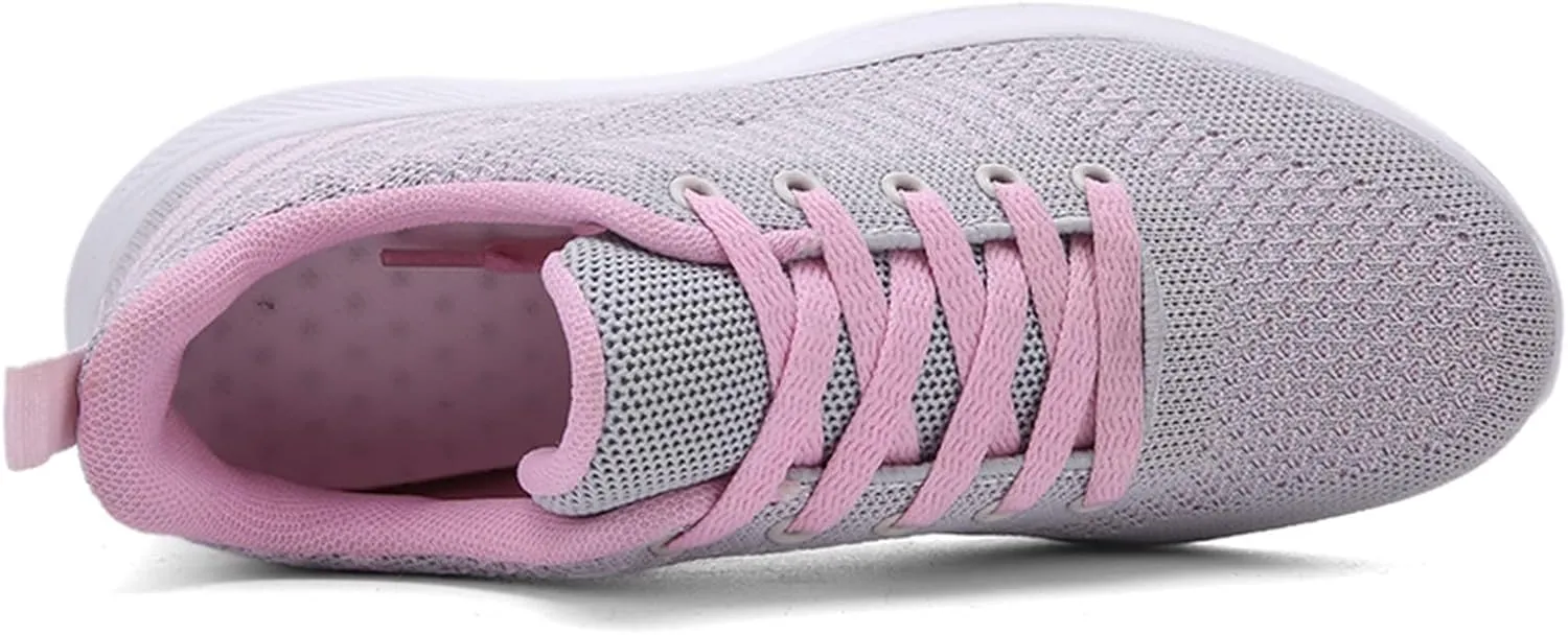 Womens Walking Running Shoes Lightweight Non Slip Tennis Fashion Sneakers Colorblock Platform Lace-Up Breathable Casual Shoes