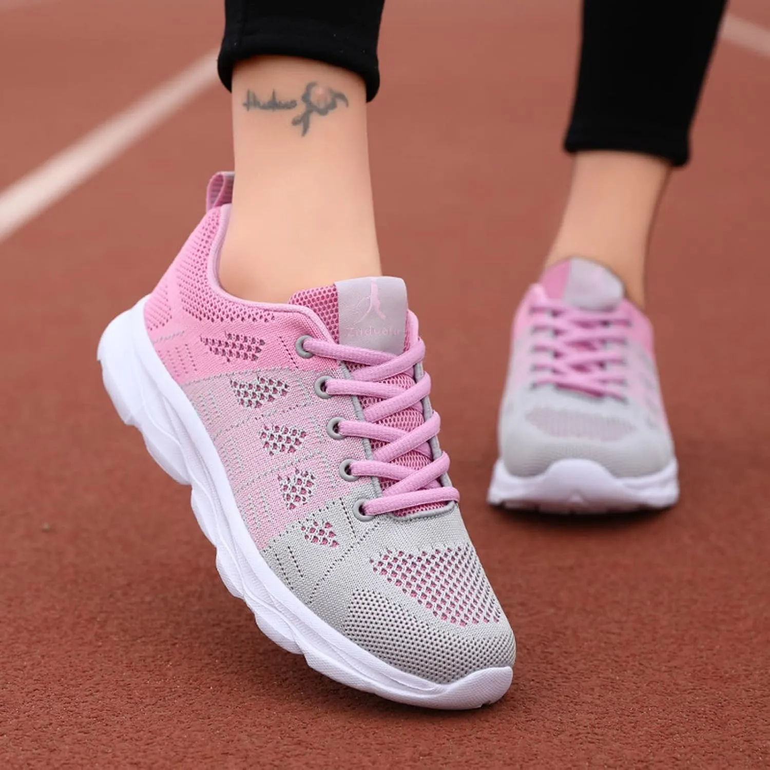Womens Walking Running Shoes Lightweight Non Slip Tennis Fashion Sneakers Colorblock Platform Lace-Up Breathable Casual Shoes