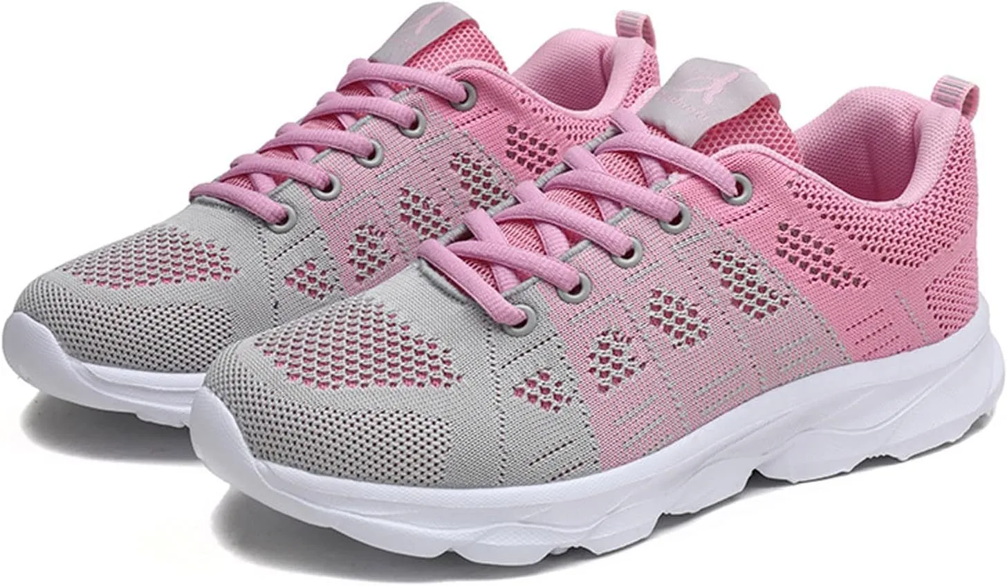 Womens Walking Running Shoes Lightweight Non Slip Tennis Fashion Sneakers Colorblock Platform Lace-Up Breathable Casual Shoes