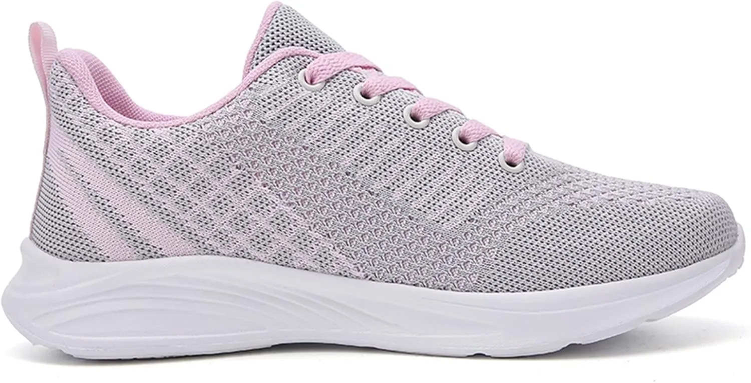 Womens Walking Running Shoes Lightweight Non Slip Tennis Fashion Sneakers Colorblock Platform Lace-Up Breathable Casual Shoes