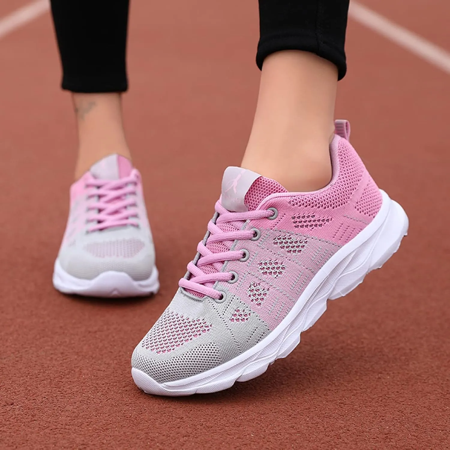 Womens Walking Running Shoes Lightweight Non Slip Tennis Fashion Sneakers Colorblock Platform Lace-Up Breathable Casual Shoes