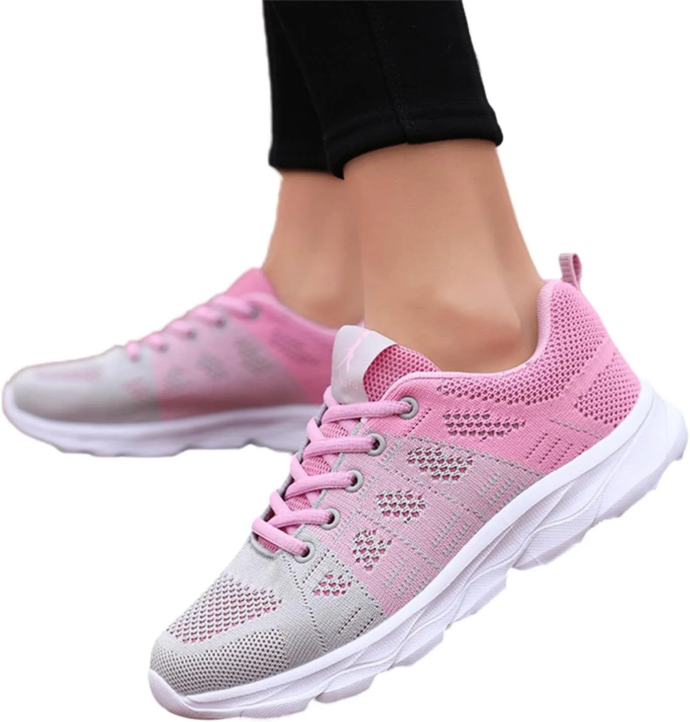 Womens Walking Running Shoes Lightweight Non Slip Tennis Fashion Sneakers Colorblock Platform Lace-Up Breathable Casual Shoes