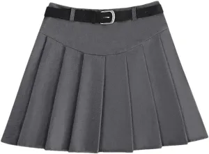 Women's with Belt Preppy Style High-Waisted Skirt Slimming Short Season Skirt