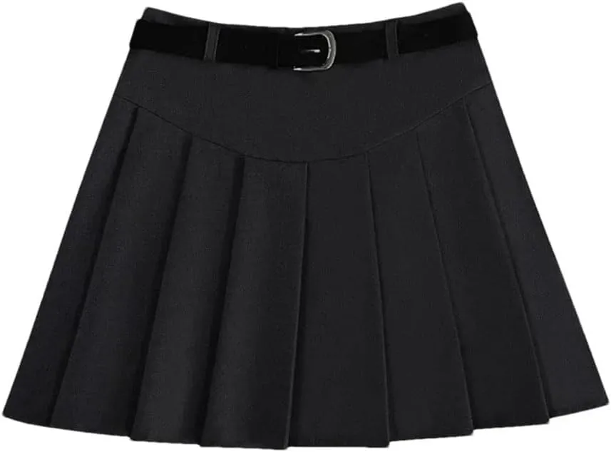 Women's with Belt Preppy Style High-Waisted Skirt Slimming Short Season Skirt