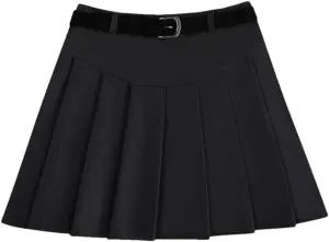 Women's with Belt Preppy Style High-Waisted Skirt Slimming Short Season Skirt
