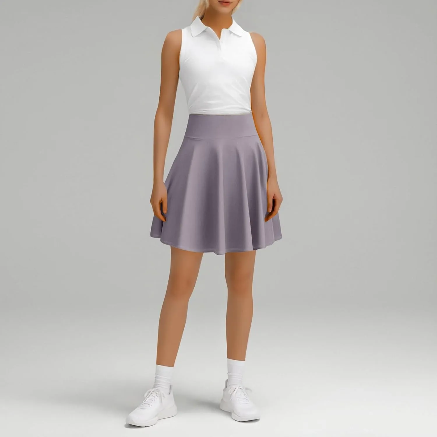 Womens Y2K Skirt for Summer Casual High Elastic Waist Tummy Control Trendy Pleated Sports Yoga Running Midi Skirts