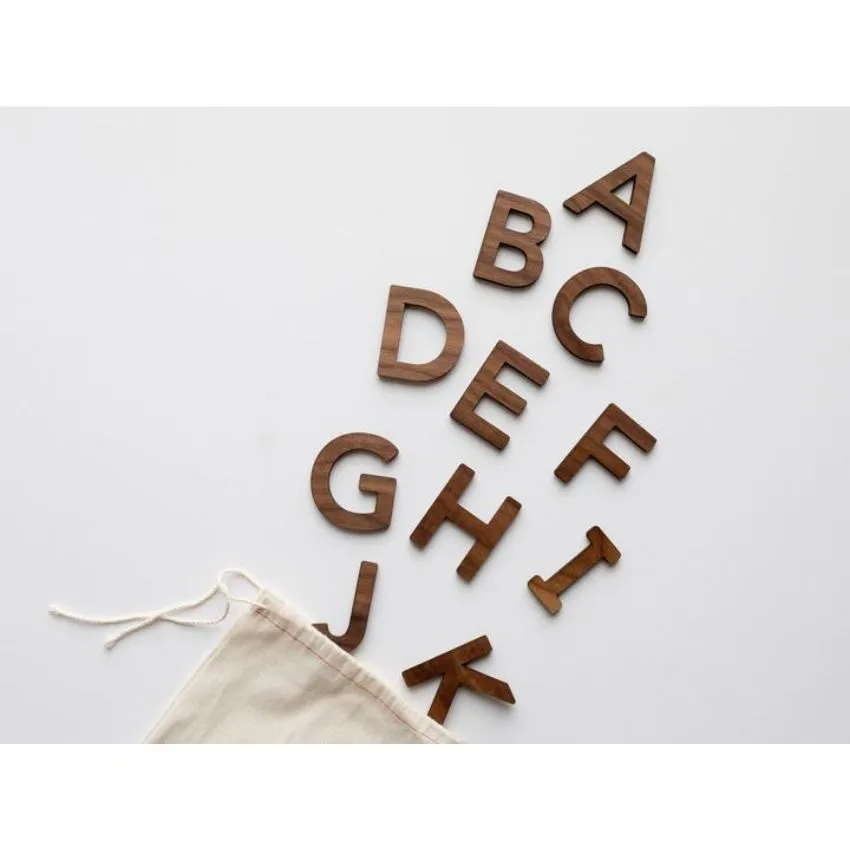 Wooden Alphabet Set in Walnut Uppercase