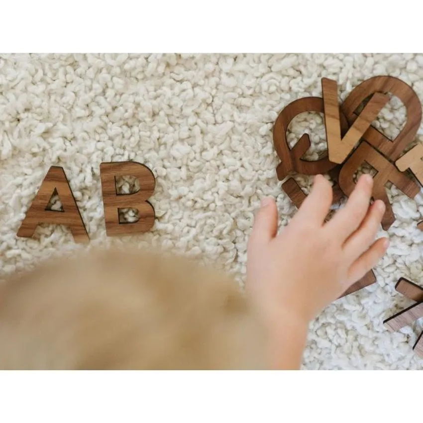 Wooden Alphabet Set in Walnut Uppercase