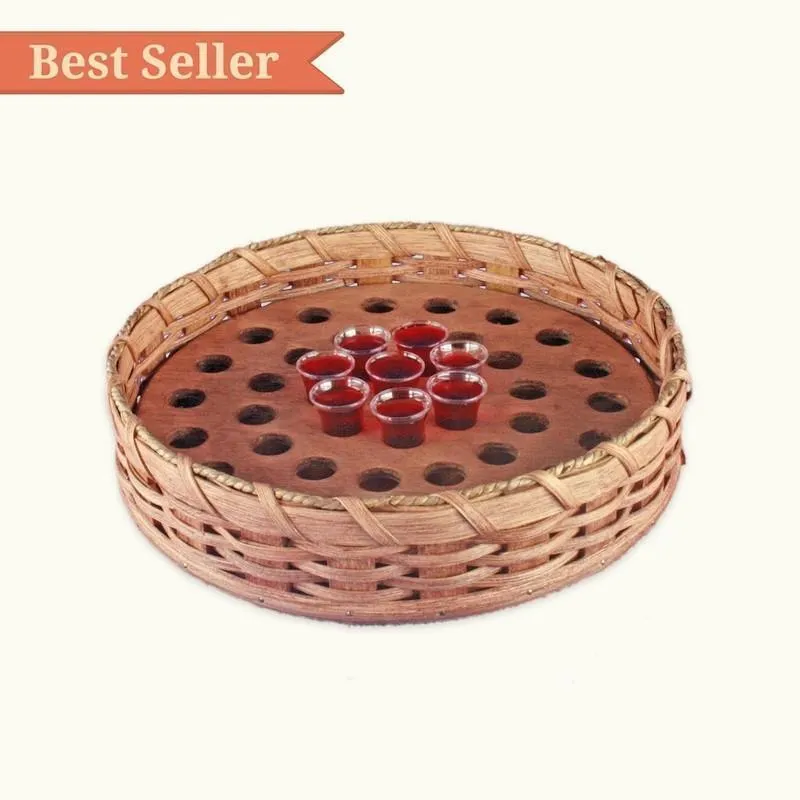 Wooden Communion Tray | Amish Woven Commuinion Cup Holder