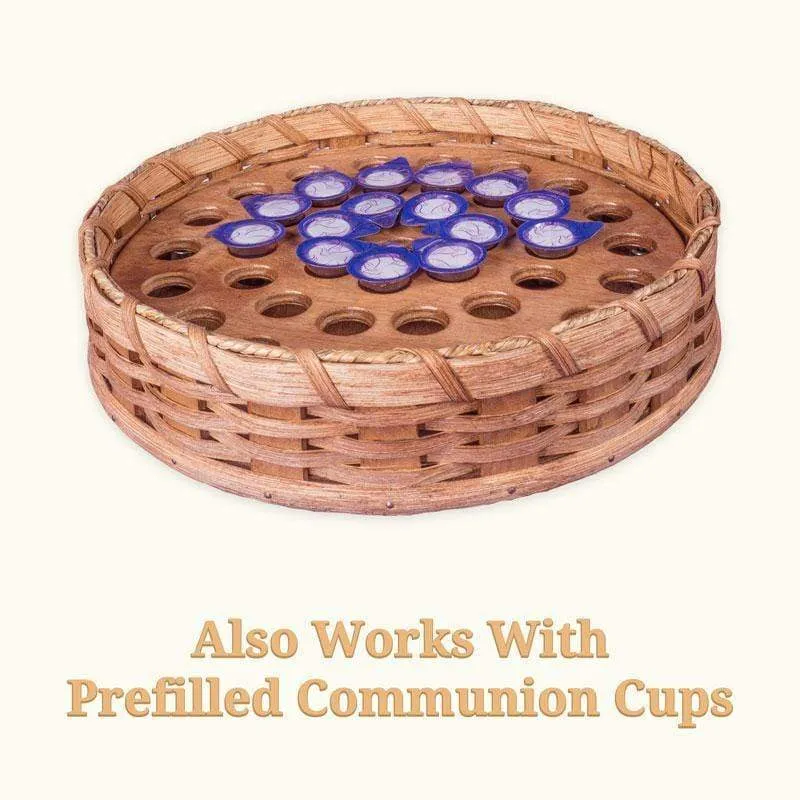 Wooden Communion Tray | Amish Woven Commuinion Cup Holder