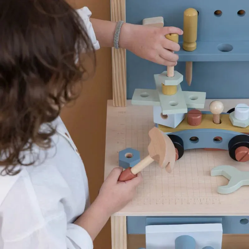 Wooden Workbench With Toy Tools
