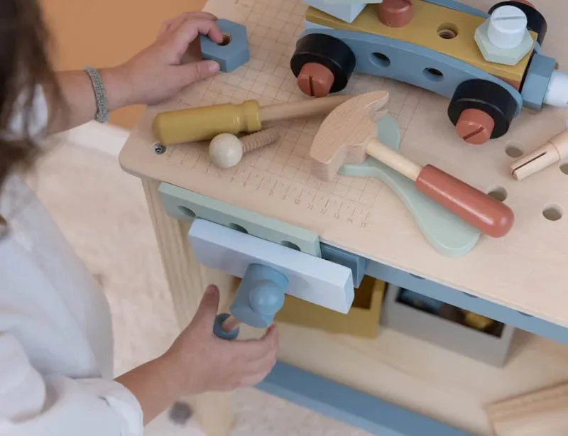 Wooden Workbench With Toy Tools