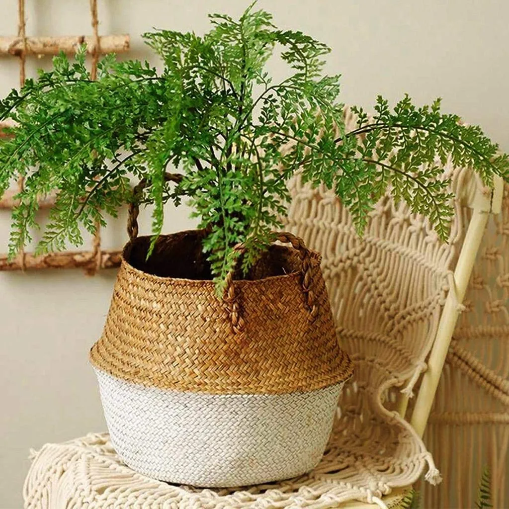Woven Seagrass Flower Baskets Garden Flower Pot-L