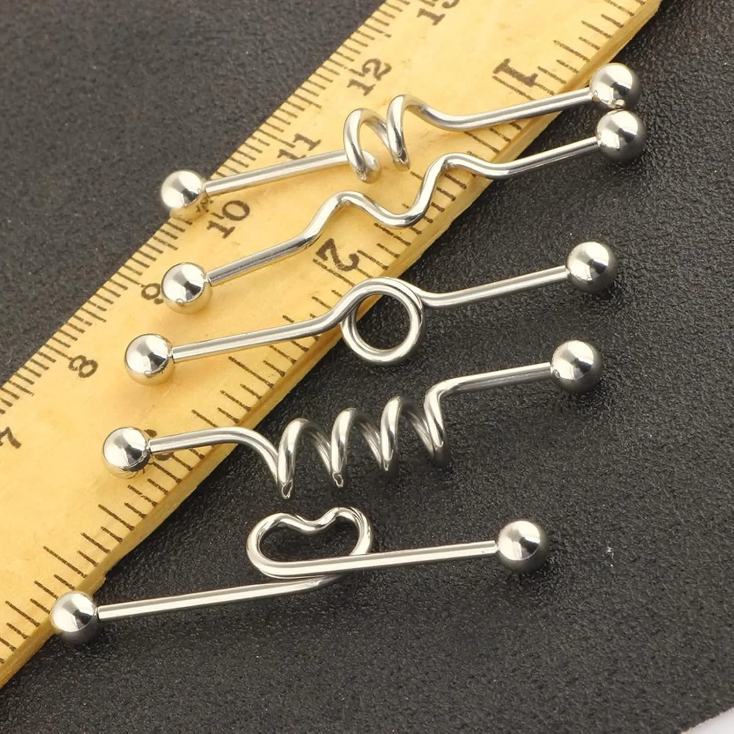 Wycian Nose Rings Hoops, Nose Rings 316L Surgical Steel 5PCS Long Bar with Heart and Geometric Shape 1.6MM for Women Jewelry