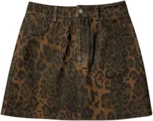 Y2k Skirt Leopard Print Skirt A Line Skirt Denim Mini Skirt Vintage Skirt High Waisted Skirt Cheetah Print Skirts