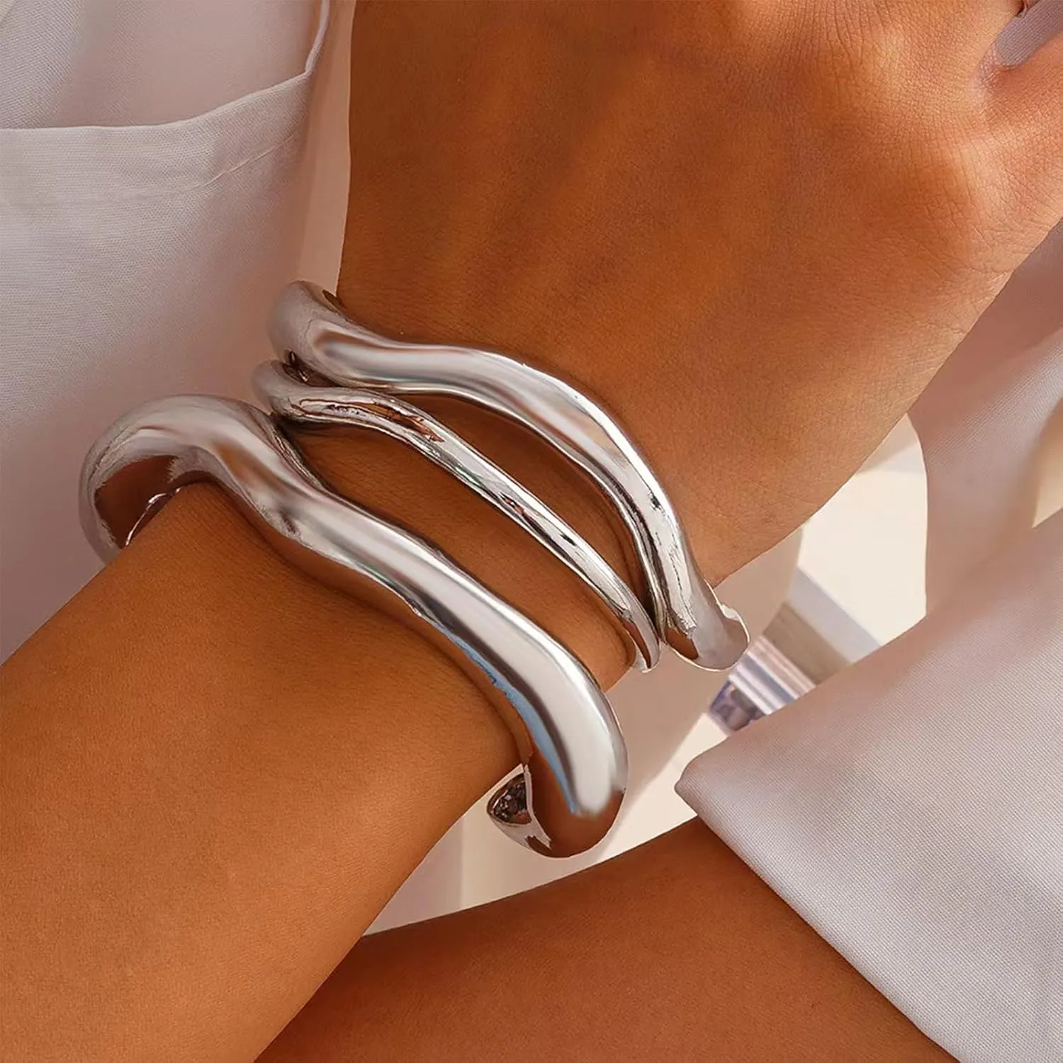 YANCHUN Gold Bangles for Women Bangle Bracelets Chunky Bangles Bracelets Non Tarnish Gold/Silver Bracelet for Women Trendy Jewelry Gift