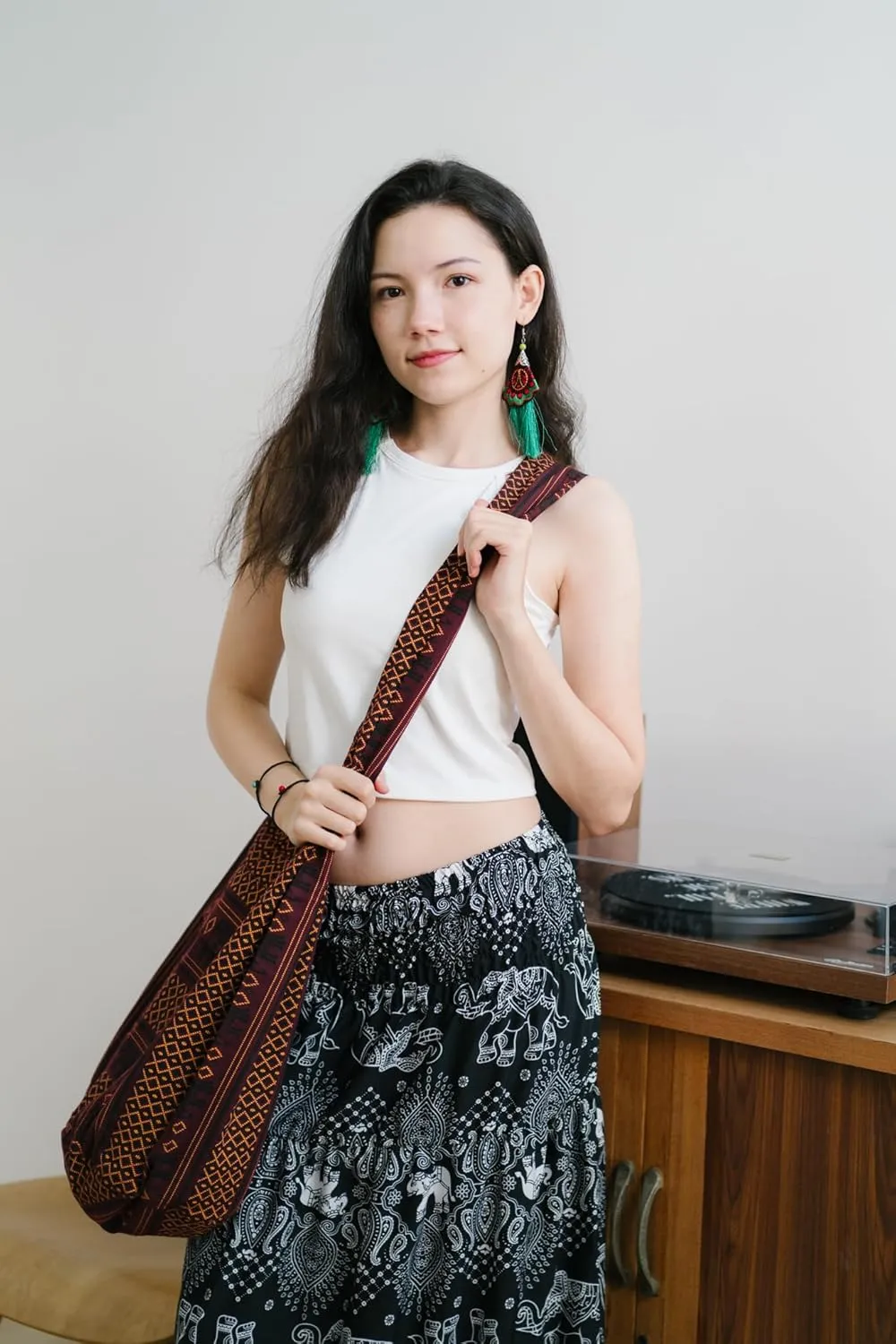 Your Cozy Womens Summer Boho Elastic Waist Pleated A-Line Flowy Swing Tiered Long Beach Maxi Skirt