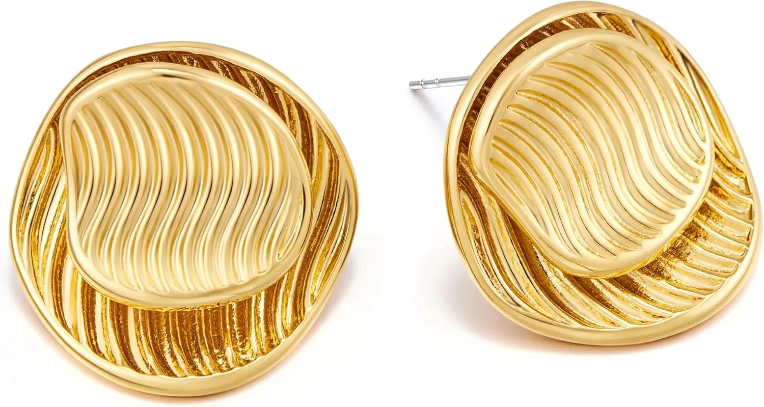 YUJIE Gold Chunky Earrings for Women Geometric Stud Earrings Summer Fashion Jewelry