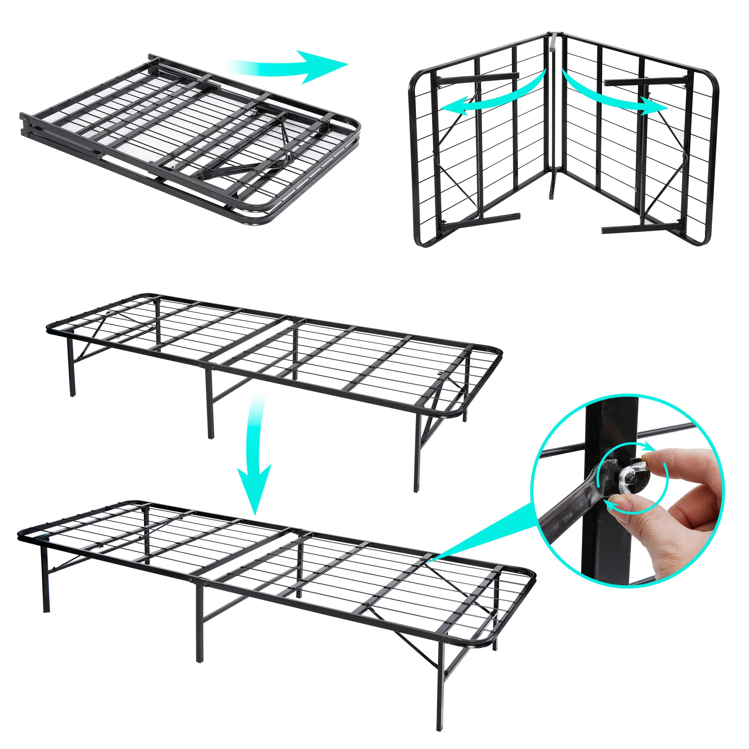 ZENY™ 14 Inch Metal Platform Foldable Bed Frame, Queen Size, No Box Spring Needed