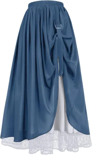 ZZEQYG Women's Victorian Renaissance Skirt Double-Layer Long Skirts