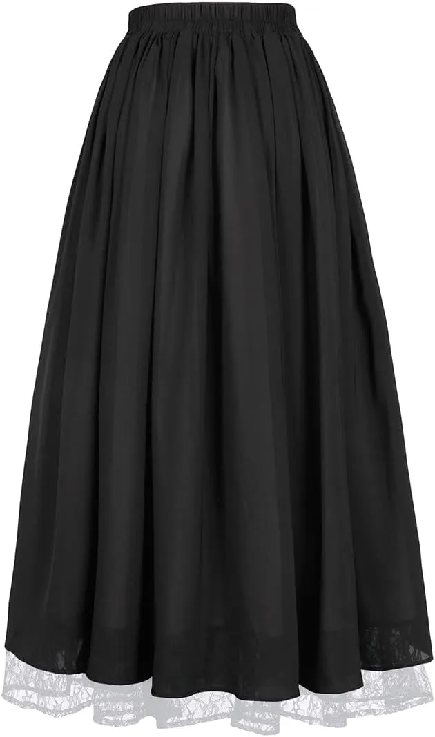 ZZEQYG Women's Victorian Renaissance Skirt Double-Layer Long Skirts